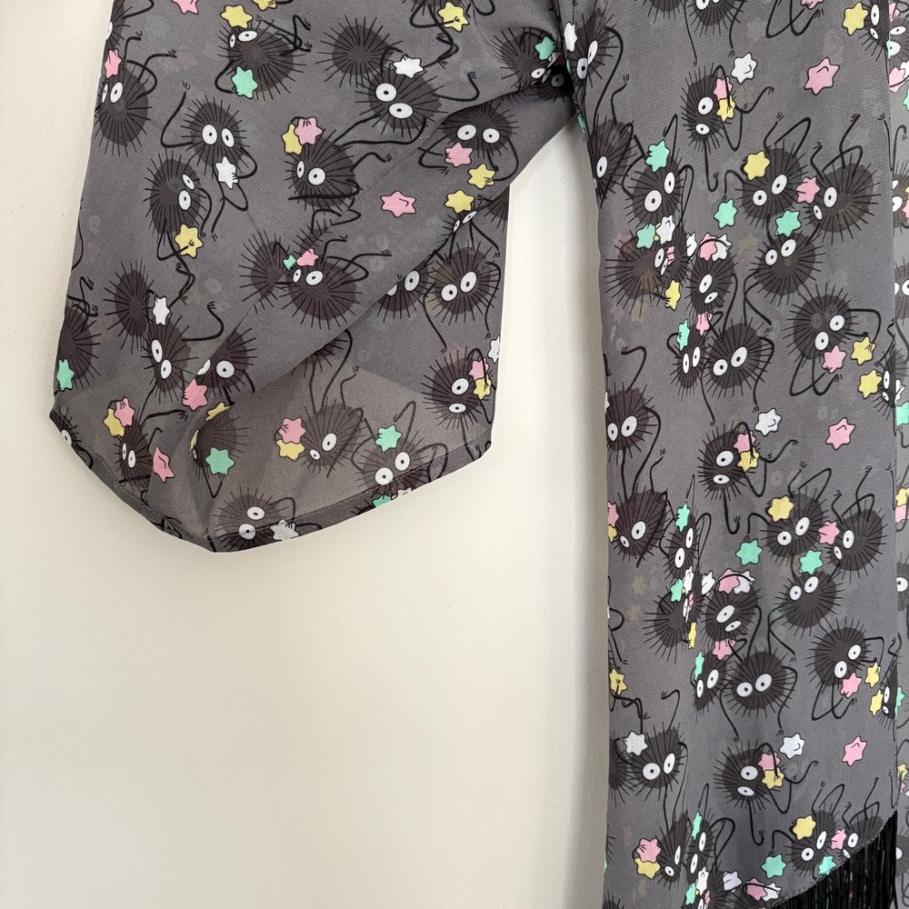 Studio Ghibli Soot Sprite Kimono Sheer Lightweight Black Fringe - Picture 13 of 15